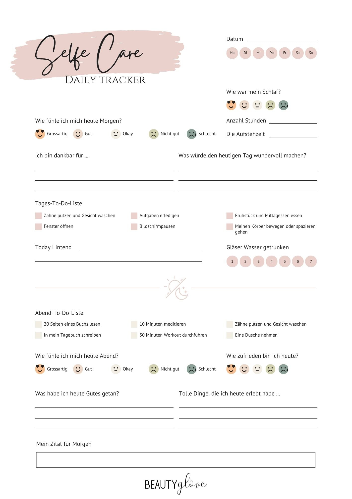 Kostenloses Beautyglove Tagesjournal - Digital