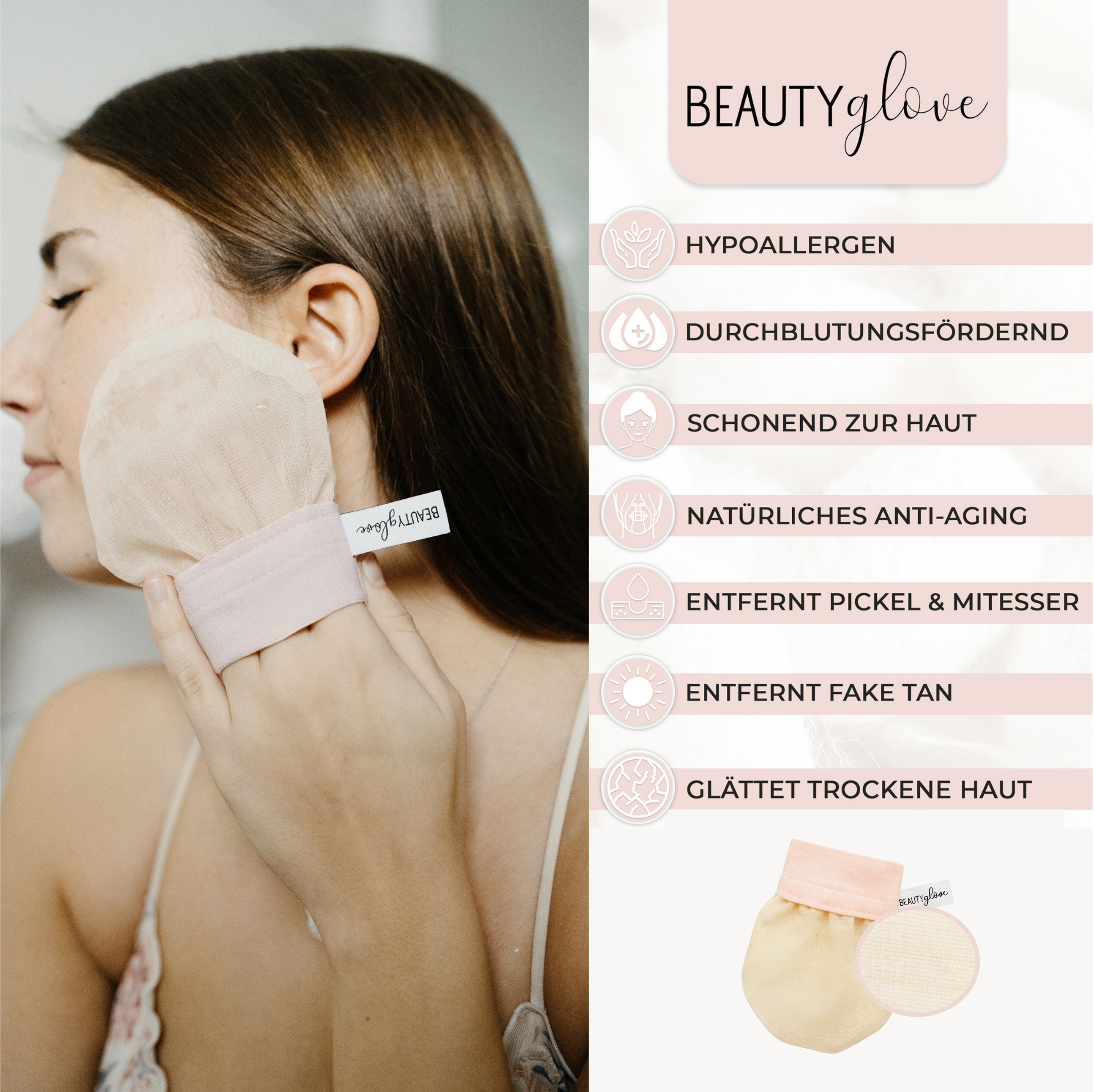 BEAUTYglove FACE Peelinghandschuh aus natürlicher türkischer Seide