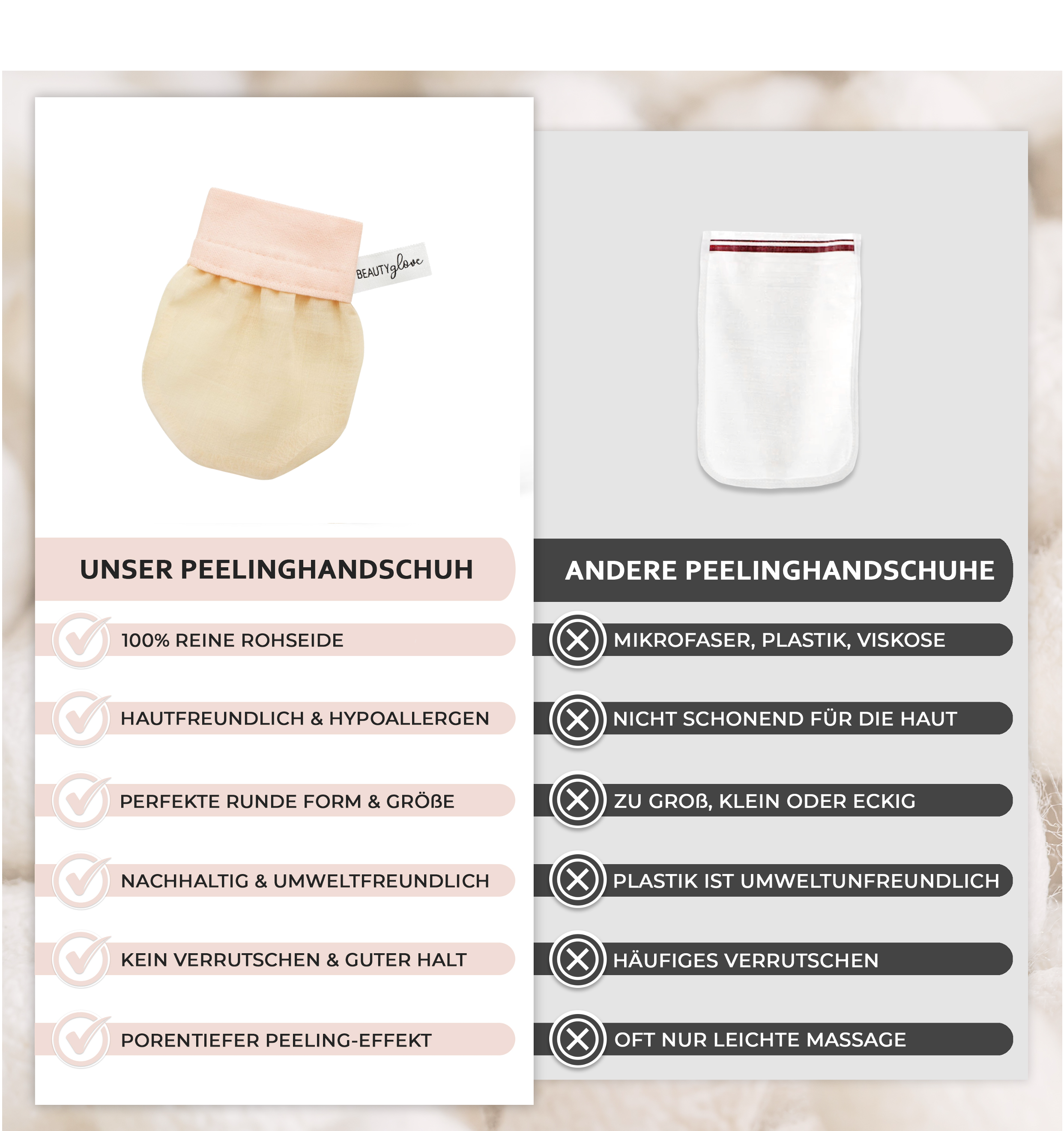 BEAUTYglove FACE Peelinghandschuh aus natürlicher türkischer Seide